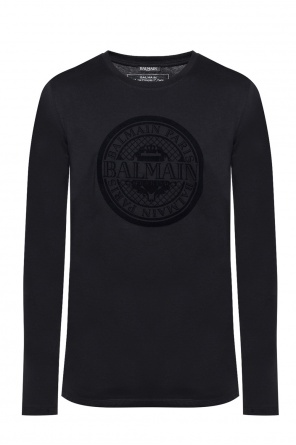 T-shirt with a velvet logo, zdjęcie 1 T-shirt with a velvet logo od Balmain